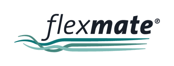 flexmate logo dunkle schrift tranparenter hintergrund